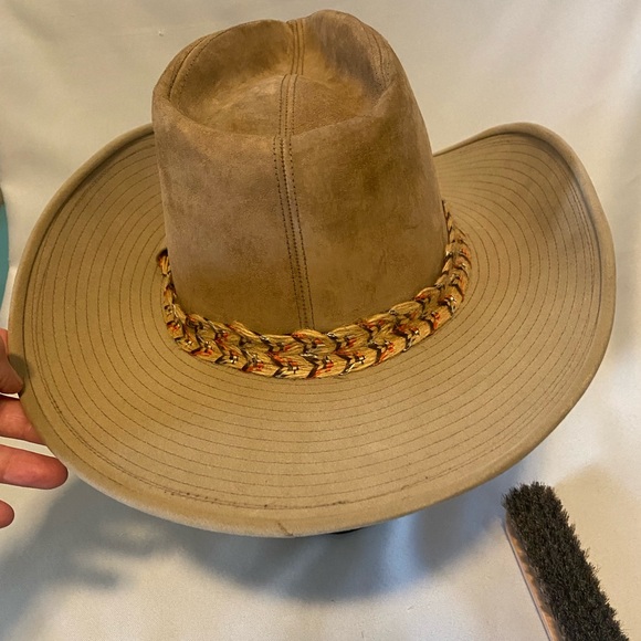 Vintage 1970s Resistol Ranchman Camel Brown Suede Western Hat with Woven Band - Picture 6 of 6